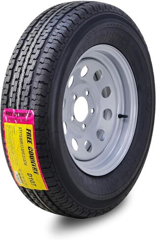 Free Country Trailer Tire Wheel Assembly ST225/75R15 10-Ply E 117M 6 Lug on 5.5" PCD Silver Mod Rim in Kuwait