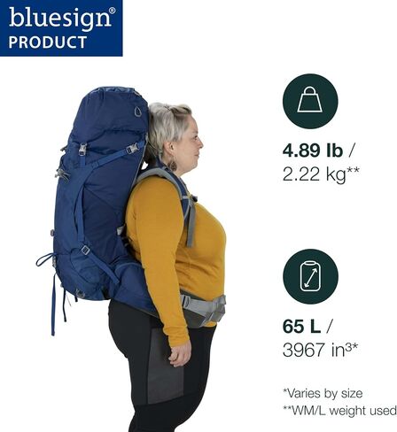 Osprey Ariel 65L Women's Backpacking Backpack, Black, WXS/S in Kuwait