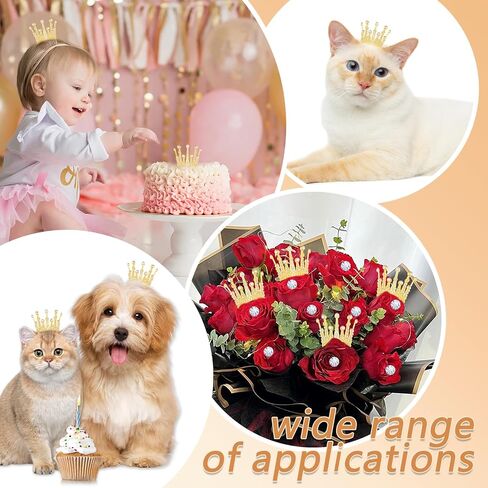 9 Pieces Crown Cake Topper, Princess Little Crown Heart shaped Diamond Alloy Crown, Mini Crown Children's Birthday Cake Baking Decoration Paper Cup Cake Decoration (Mini Gold Little Crown) in Kuwait