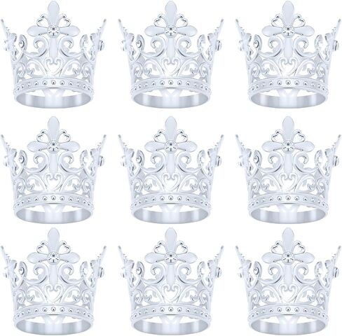 9 Pieces Crown Cake Topper, Princess Little Crown Heart shaped Diamond Alloy Crown, Mini Crown Children's Birthday Cake Baking Decoration Paper Cup Cake Decoration (Mini Gold Little Crown) in Kuwait