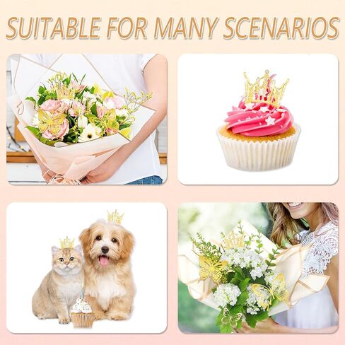 9 Pieces Crown Cake Topper, Princess Little Crown Heart shaped Diamond Alloy Crown, Mini Crown Children's Birthday Cake Baking Decoration Paper Cup Cake Decoration (Mini Gold Little Crown) in Kuwait