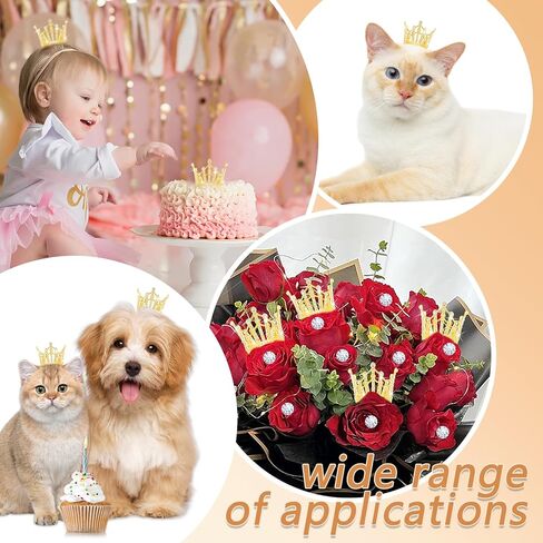 9 Pieces Crown Cake Topper, Princess Little Crown Heart shaped Diamond Alloy Crown, Mini Crown Children's Birthday Cake Baking Decoration Paper Cup Cake Decoration (Mini Gold Little Crown) in Kuwait