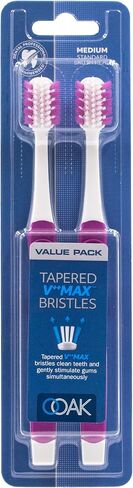 Ooak Toothbrush, Tapered V++Max Medium Bristles, 2 Pack Yellow in Saudi Arabia