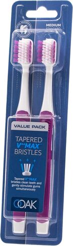 Ooak Toothbrush, Tapered V++Max Medium Bristles, 2 Pack Yellow in Saudi Arabia