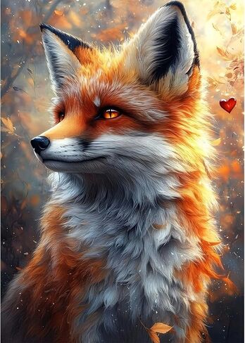Auremi Fox Diamond Art Painting Kits for Adults Beginners, DIY 5D Animal Diamond Art Paint with Round Diamonds Full Drill Gem Art Painting Kit for Home Wall Decor Gifts 30×40cm in Saudi Arabia