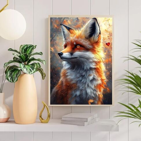 Auremi Fox Diamond Art Painting Kits for Adults Beginners, DIY 5D Animal Diamond Art Paint with Round Diamonds Full Drill Gem Art Painting Kit for Home Wall Decor Gifts 30×40cm in Saudi Arabia