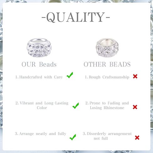 100pcs 11mm Large Hole Rhinestone Spacer Beads for Jewelry Making, DIY Crafts, Beadable Pens - Sparkly European Crystal Bulk Beads with Storage Case (White) in Kuwait
