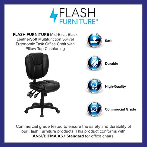 Flash Furniture Caroline Mid-Back Leathersoft Multifunction Twivel Carivers Office Cairs in Kuwait