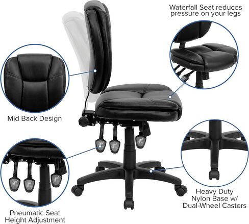 Flash Furniture Caroline Mid-Back Leathersoft Multifunction Twivel Carivers Office Cairs in Kuwait