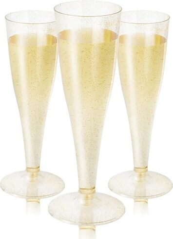 N9R 24pcs Plastic Champagne Flutes with Silver Rim, Clear Disposable Champagne Glasses 5 Oz, Perfect for Wedding and Party Toasting in Saudi Arabia