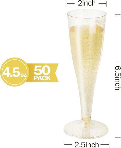 N9R 24pcs Plastic Champagne Flutes with Silver Rim, Clear Disposable Champagne Glasses 5 Oz, Perfect for Wedding and Party Toasting in Saudi Arabia