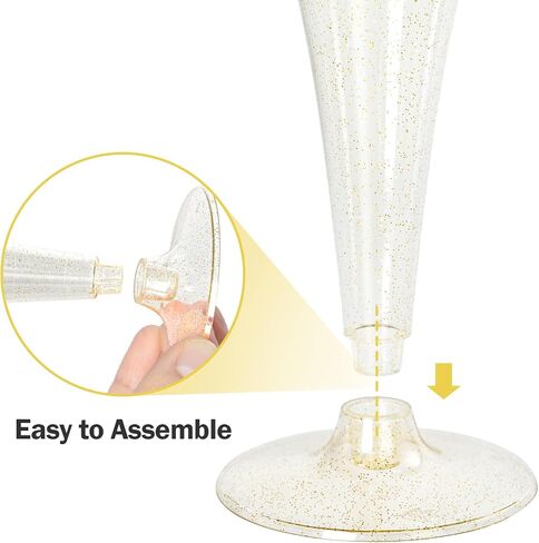 N9R 24pcs Plastic Champagne Flutes with Silver Rim, Clear Disposable Champagne Glasses 5 Oz, Perfect for Wedding and Party Toasting in Saudi Arabia