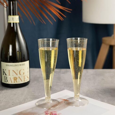 N9R 24pcs Plastic Champagne Flutes with Silver Rim, Clear Disposable Champagne Glasses 5 Oz, Perfect for Wedding and Party Toasting in Saudi Arabia