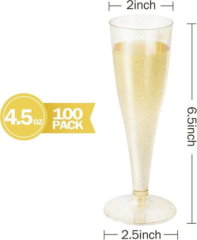 N9R 24pcs Plastic Champagne Flutes with Silver Rim, Clear Disposable Champagne Glasses 5 Oz, Perfect for Wedding and Party Toasting in Saudi Arabia