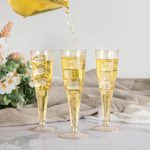 N9R 24pcs Plastic Champagne Flutes with Silver Rim, Clear Disposable Champagne Glasses 5 Oz, Perfect for Wedding and Party Toasting in Saudi Arabia