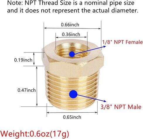 2PCS 1 NPT Male To 3/4 NPT Female Reducing Bushing Brass Pipe Fitting Reducer Adapter (1 NPT Male x 3/4 NPT Female) in Kuwait