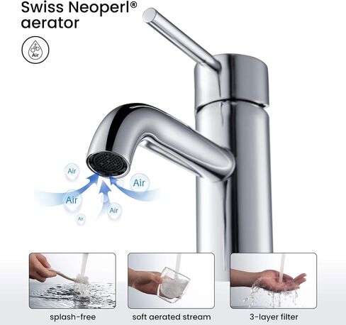 KIBI F201 Stainless Steel Single Handle Bathroom Sink Faucet with Pop-Up Drain, High Arc Spout | Corrosion-Resistant with Smooth Operation and Steady Water Flow | Brushed Nickel Finish in Saudi Arabia