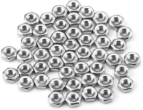 MroMax 100Pcs M2.0-0.4mm Hex Nuts, 304 Stainless Steel Metric Coarse Thread Mini Hexagon Nut Fasteners for Mechanical Equipment,Construction Repair Silver in Kuwait