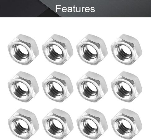 MroMax 100Pcs M2.0-0.4mm Hex Nuts, 304 Stainless Steel Metric Coarse Thread Mini Hexagon Nut Fasteners for Mechanical Equipment,Construction Repair Silver in Kuwait