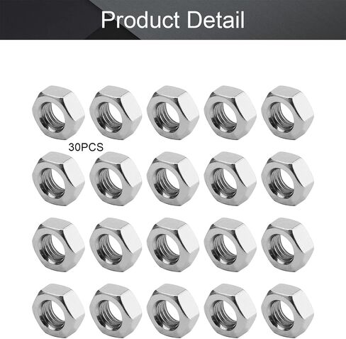 MroMax 100Pcs M2.0-0.4mm Hex Nuts, 304 Stainless Steel Metric Coarse Thread Mini Hexagon Nut Fasteners for Mechanical Equipment,Construction Repair Silver in Kuwait