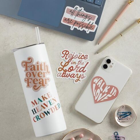 Creative Brands Stickers - Faithworks 3 x 3-Inch Inspirational Easy Peel Waterproof Vinyl Sticker, Make Heaven Crowded in Saudi Arabia