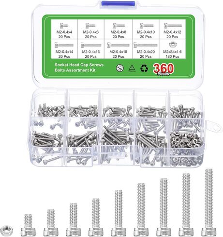 uxcell Hex Socket Bolts Kits (M2.5), 304 Stainless Steel Hex Socket Drive Screw, Silver Tone in Saudi Arabia