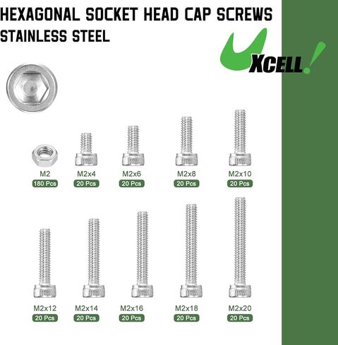 uxcell Hex Socket Bolts Kits (M2.5), 304 Stainless Steel Hex Socket Drive Screw, Silver Tone in Saudi Arabia