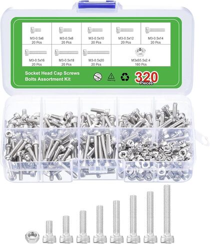 uxcell Hex Socket Bolts Kits (M2.5), 304 Stainless Steel Hex Socket Drive Screw, Silver Tone in Kuwait