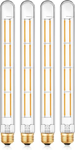 XININSUN T300 Led Bulb, 11.8 Inch Long Tubular Led Light Bulbs, 100Watt Equivalent, 1000lm, Dimmable, Clear Glass, E26 10W T10 LED Edison Tube Lamp Bulb,4 Pack. (6W=60W 3000K) in Kuwait