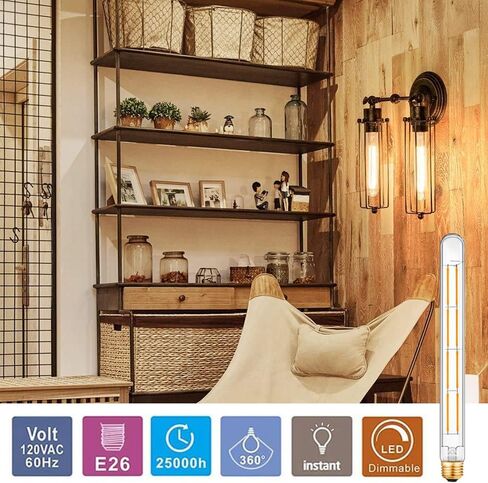 XININSUN T300 Led Bulb, 11.8 Inch Long Tubular Led Light Bulbs, 100Watt Equivalent, 1000lm, Dimmable, Clear Glass, E26 10W T10 LED Edison Tube Lamp Bulb,4 Pack. (6W=60W 3000K) in Kuwait