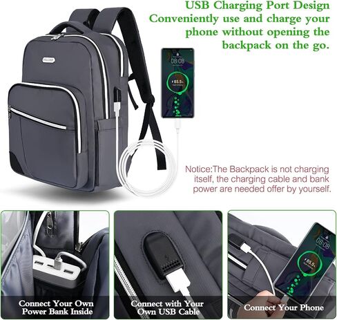 Travel Laptop Backpack for Men Women, 17 Inch Business Computer Backpack Anti Theft with USB Charging Port, Water Resistant College Bookbag Daypack Work Backpack fits for 14-17 Inch Notebook in Saudi Arabia
