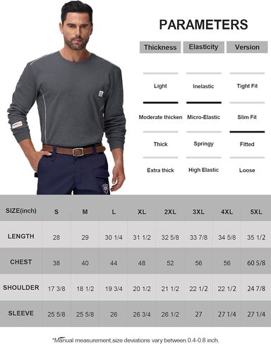 VANLENS FR Shirts for Men CAT2/HRC2 6.5oz Lightweight Fire Resistant Shirts for Men Long Sleeve Crewneck T-Shirt in Kuwait