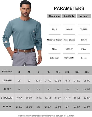 قمصان VANLENS FR للرجال CAT2/HRC2 6.5oz خفيفة الوزن مقاومة للحريق للرجال تي شيرت بأكمام طويلة وفتحة رقبة مستديرة in Saudi Arabia