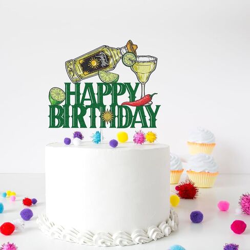 Tequila Happy Birthday Party Cake Topper - Cinco De Mayo Fiesta Supplies for Men - Taco Bout A Party Cocktail Decoration in Kuwait