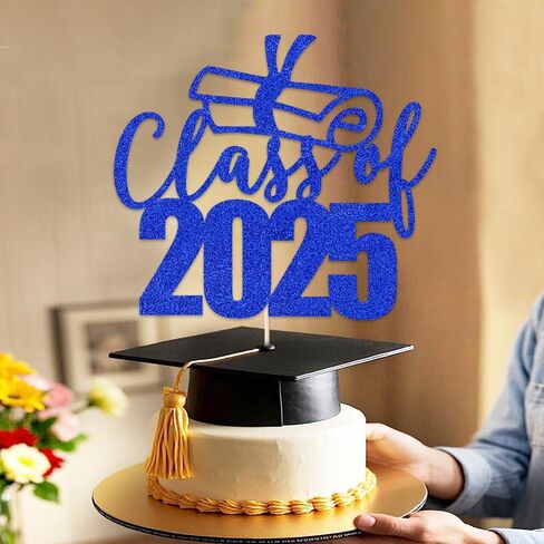 فئة 2025 كعكة توبر - تهانينا أغطية الكعكة العليا - ديكورات حفل التخرج من الذهب بريق in Kuwait