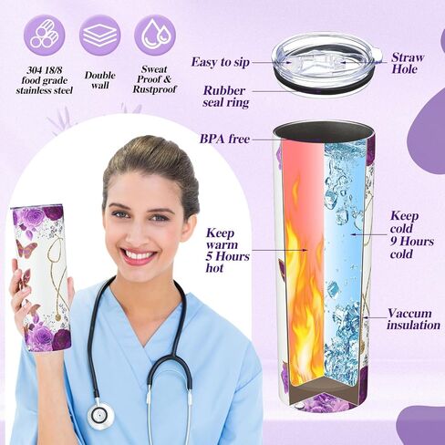 Pickmesh Nurse Week Gifts Set for Women Nurse Appreciation Gift Bulk Thank You Cna Gifts Set Include A5 Leather Journal, Ballpoints with Stylus Tip, 20oz Tumbler, Canvas Tote(Purple) in Kuwait