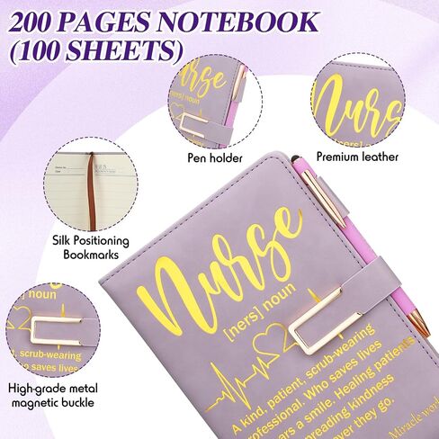 Pickmesh Nurse Week Gifts Set for Women Nurse Appreciation Gift Bulk Thank You Cna Gifts Set Include A5 Leather Journal, Ballpoints with Stylus Tip, 20oz Tumbler, Canvas Tote(Purple) in Kuwait