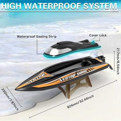 VOLANTEXRC Brushless RC Boat VectorSR80, 45MPH 32.5" High Speed Remote Control Boat, Fast Racing Boat with Self-Righting&Waterproof Design for Lake&River, Gifts for Adults (798-4 RTR), EXA79804 in Saudi Arabia