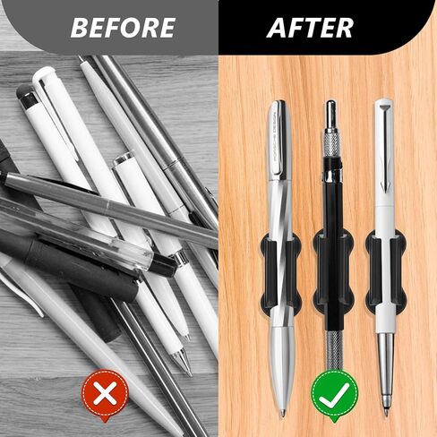 12 Pcs Adhesive Pen Holder for Desk, Silicone Marker Holder, Reusable Pencil Holders Universal Pencil Clip Classroom Office Desk Accessories for Teacher Supplies Office Essentials (Black) in Saudi Arabia