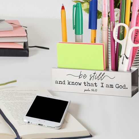 Trcende Bible Versal Psalm 46:10 ، هدايا مسيحية للنساء الإيمان الديني الملهمة ، لا تزال وتعرف أنني الله ، تهانينا الوظيفية الجديدة هدية صلاة الآية ، حامل القلم لمكتب مكتب XB526 in Kuwait