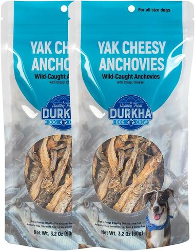 Durkha Whole Anchovies Dog Treats – All-Natural Single Ingredient Fish Treats, High in Omega-3, Packed with Vitamins & Minerals for Skin, Coat, and Heart Health - 2 Pack in Saudi Arabia