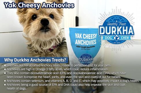 Durkha Whole Anchovies Dog Treats – All-Natural Single Ingredient Fish Treats, High in Omega-3, Packed with Vitamins & Minerals for Skin, Coat, and Heart Health - 2 Pack in Saudi Arabia