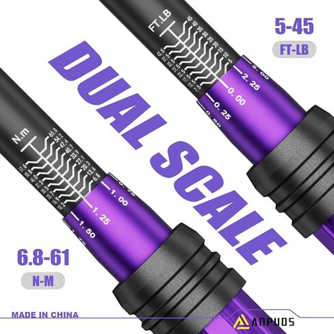 1/2 Inch Drive Click Torque Wrench,10-170 Ft-Lb/13.6-230.5 Nm,Dual direction Adjustable Torque Wrench with Dual Range Scales, 72 Tooth, ±3% High Precision Torque Wrench for Moto,Car Maintenance in Kuwait