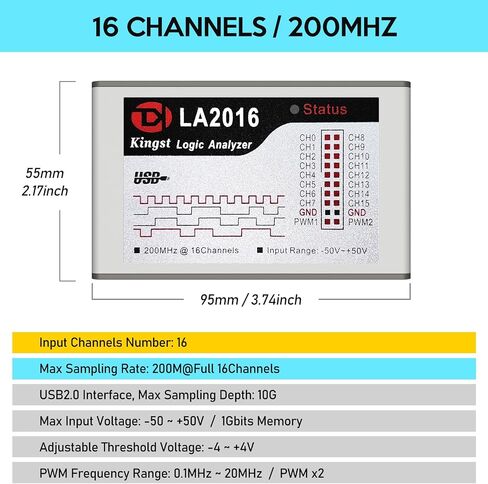 LA5032 USB Logic Analyzer 32 Channels 500M Max Sample Rate 10G Samples MCU/ARM/FPGA Debug Tool English Software，Support Windows(32bit/64bit),MAC OS,Linux,MIPI Analyzer in Saudi Arabia