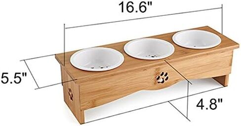 Creation Core Solid Bamboo Elevated Pet Dinner Feeder for Small Dogs and Cats Raised Stand with Three Ceramic Bowls in Saudi Arabia