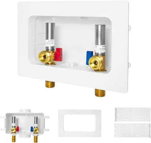 1-PACK GUOFIS Washing Machine Outlet Box with Center Drain,PEX Laundry Washer Box with Stainless Steel Water Hammer Arrestor (1/2"Push-fit Connection Inlet X 3/4"MHT Outlet) in Saudi Arabia