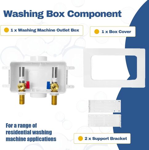 1-PACK GUOFIS Washing Machine Outlet Box with Center Drain,PEX Laundry Washer Box with Stainless Steel Water Hammer Arrestor (1/2"Push-fit Connection Inlet X 3/4"MHT Outlet) in Saudi Arabia