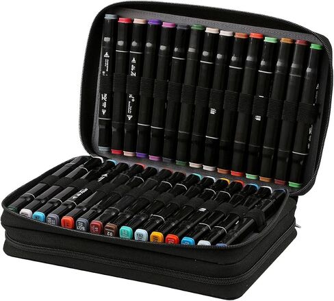 Lbxgap Marker Pen Organizer Case 60 Slots Large Capacity with Handy Wrap Portable Multilayer Holder for Watercolor Pencils & Gel Pen Markers(Black Galaxy) in Saudi Arabia