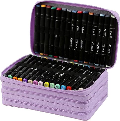 Lbxgap Marker Pen Organizer Case 60 Slots Large Capacity with Handy Wrap Portable Multilayer Holder for Watercolor Pencils & Gel Pen Markers(Black Galaxy) in Saudi Arabia