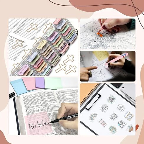 Bible Study Supplies,Bible Journaling Kit with Big Capacity Pencil Case,Bible Tabs and Highlighter Set,Cross Paper Clips and Christian Stickers,Christian Gifts for Women in Saudi Arabia